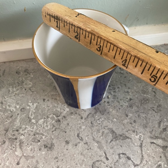 Lomonosov coffee cup Elegant Blue and Gold Striped Mug - Picture 9 of 9